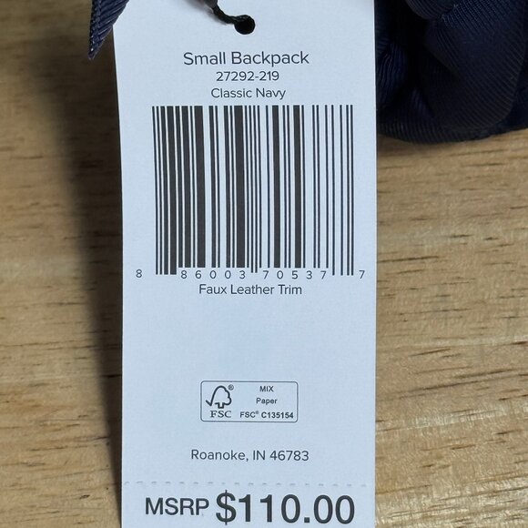 Vera Bradley Small Backpack in Performance Twill Navy Blue NWT - Picture 4 of 12